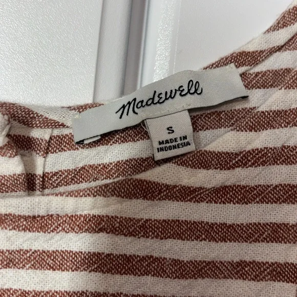 Madewell Rust Stripe Play Button-Back Tee Dress - Picture 3 of 4